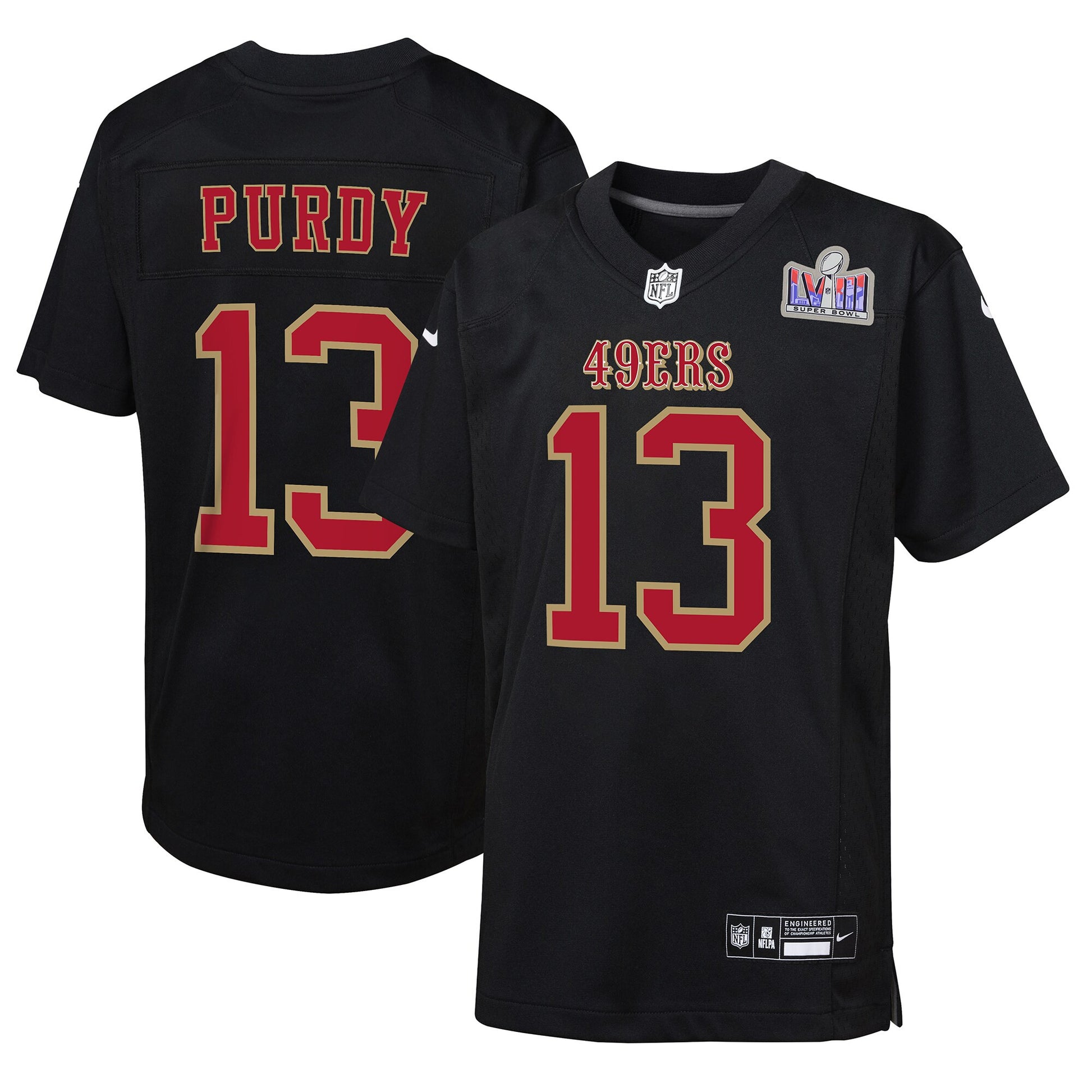 Brock Purdy Super Bowl Lviii Patch Carbon San Francisco 49ers black Fashion jersey