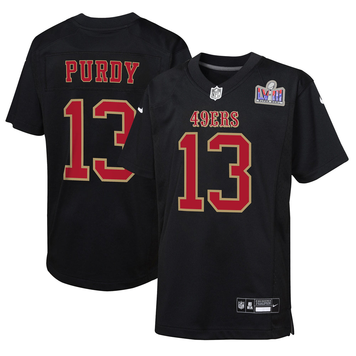 Brock Purdy Super Bowl Lviii Patch Carbon San Francisco 49ers black Fashion jersey