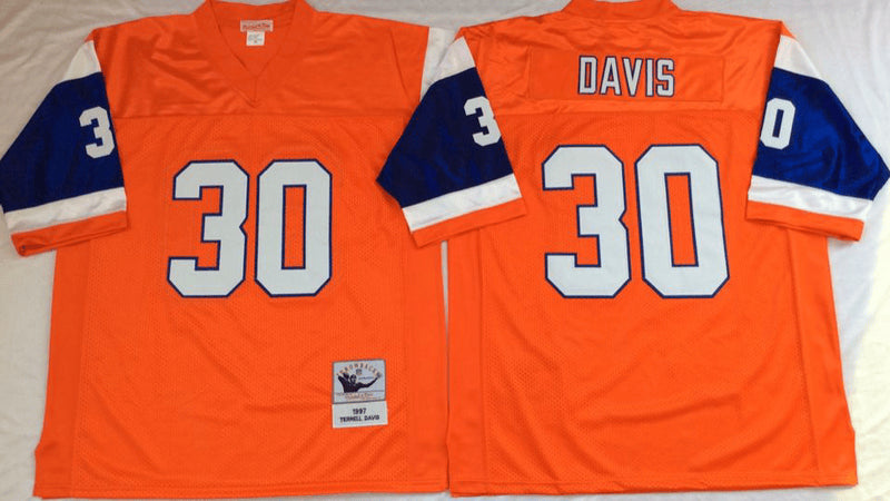 Terrell Davis Denver Broncos orange Throwback jersey