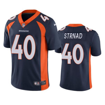 Justin Strnad Denver Broncos navy Vapor jersey