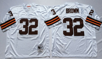 Jim Brown Cleveland Browns white Throwback jersey