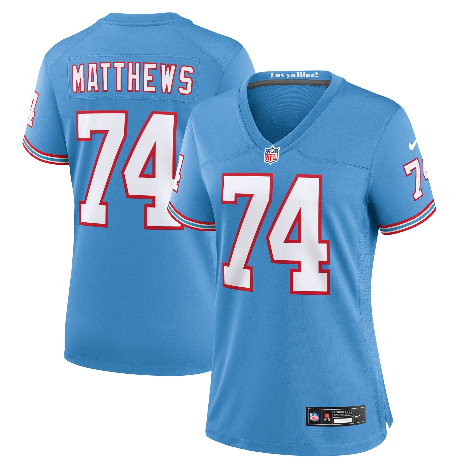 Bruce Matthews Oilers Tennessee Titans blue Throwback jersey