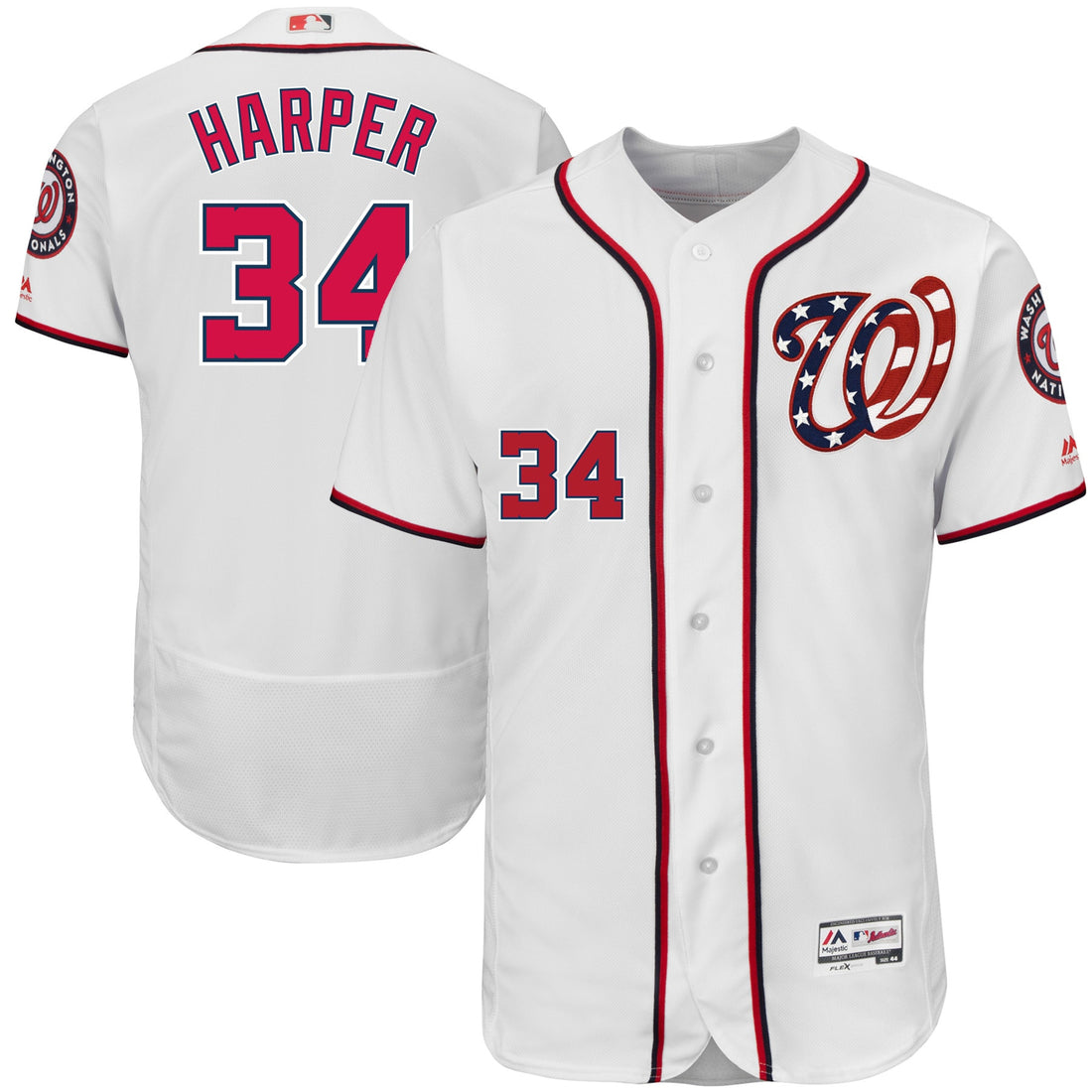 Bryce Harper Majestic Washington Nationals white jersey