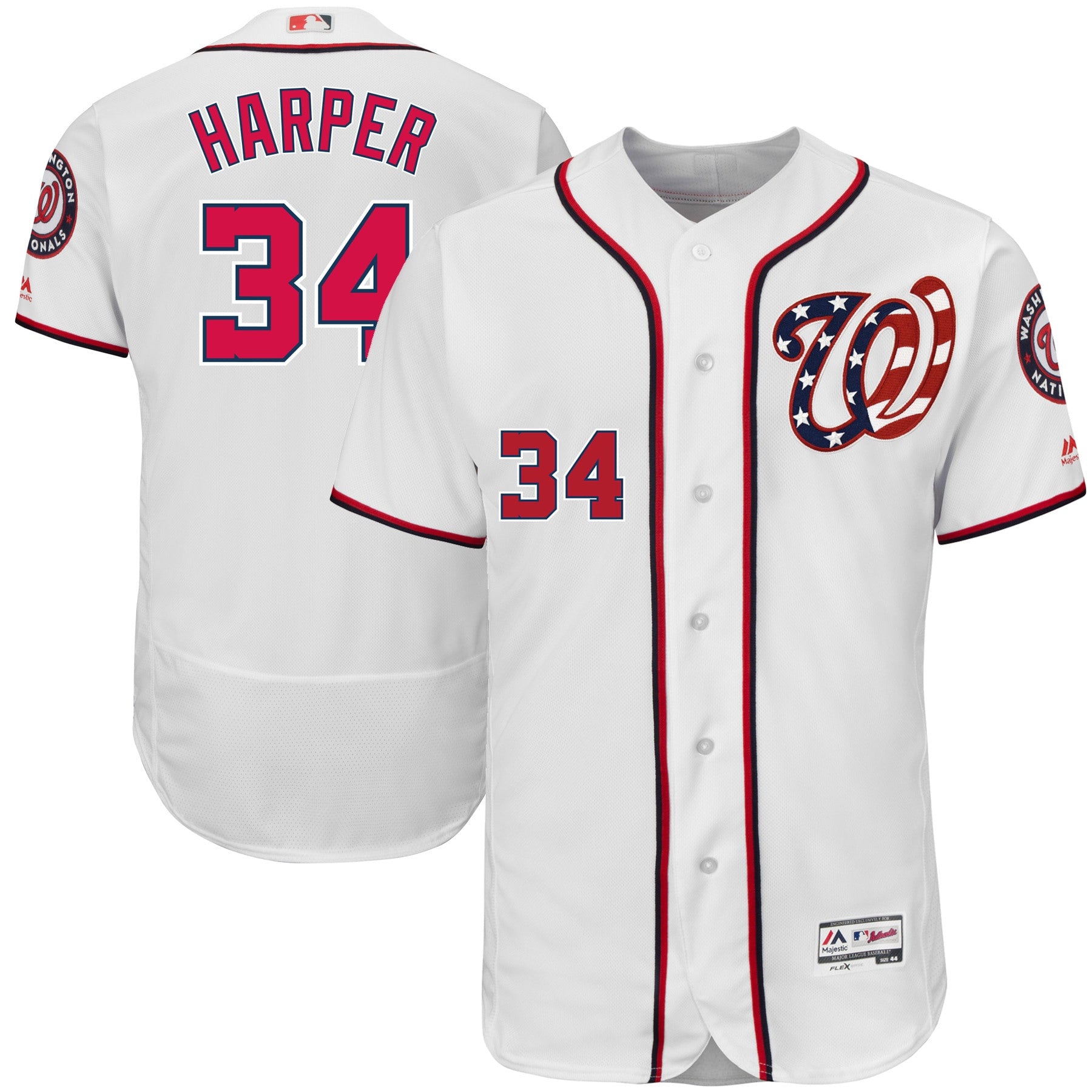 Bryce Harper Majestic Washington Nationals white jersey