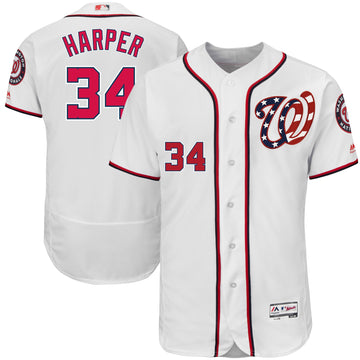 Bryce Harper Majestic Washington Nationals white jersey