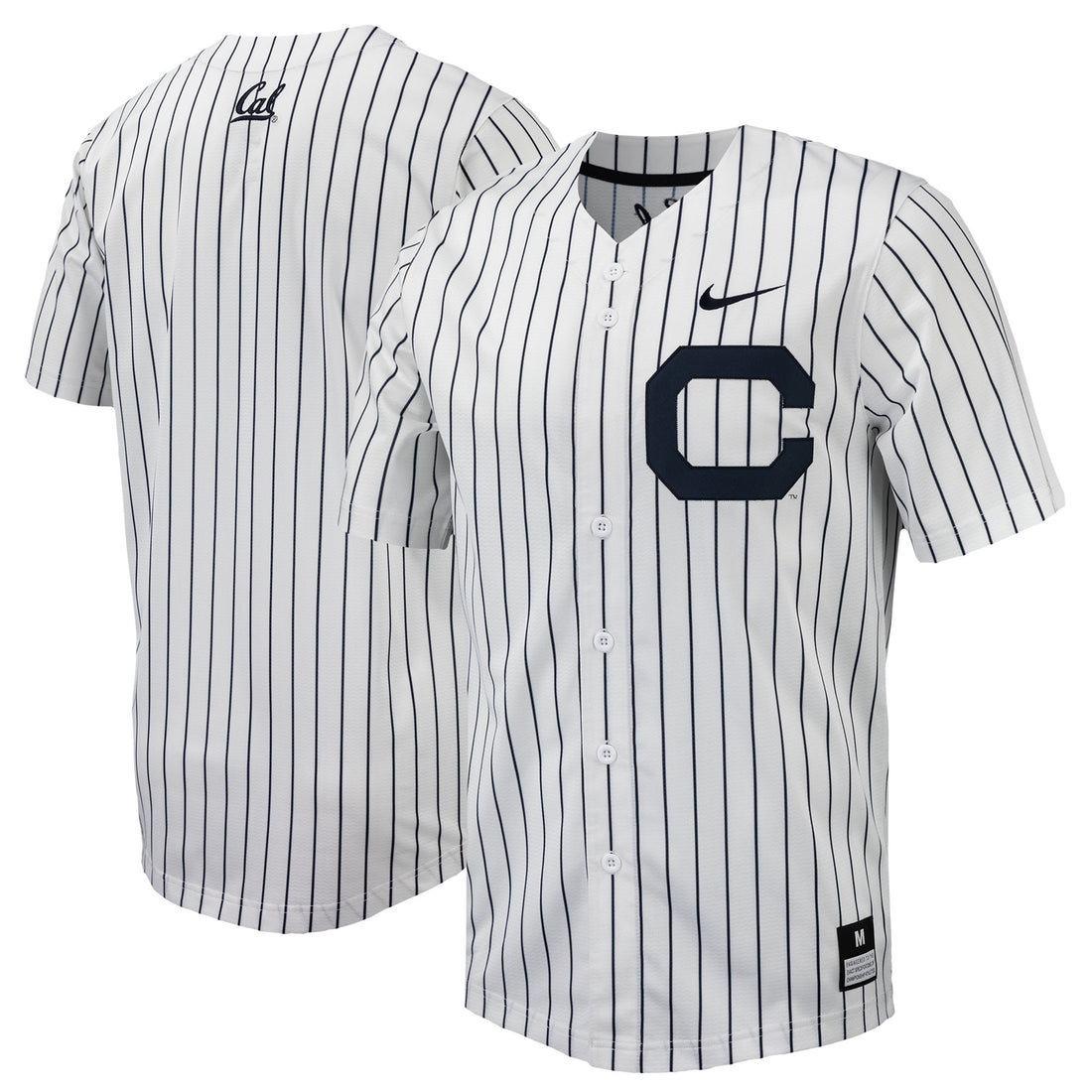 Pinstripe Full-button Cal Bears white jersey