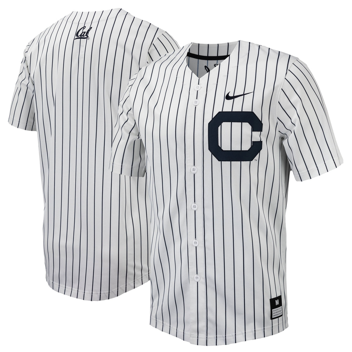 Pinstripe Full-button Cal Bears white jersey