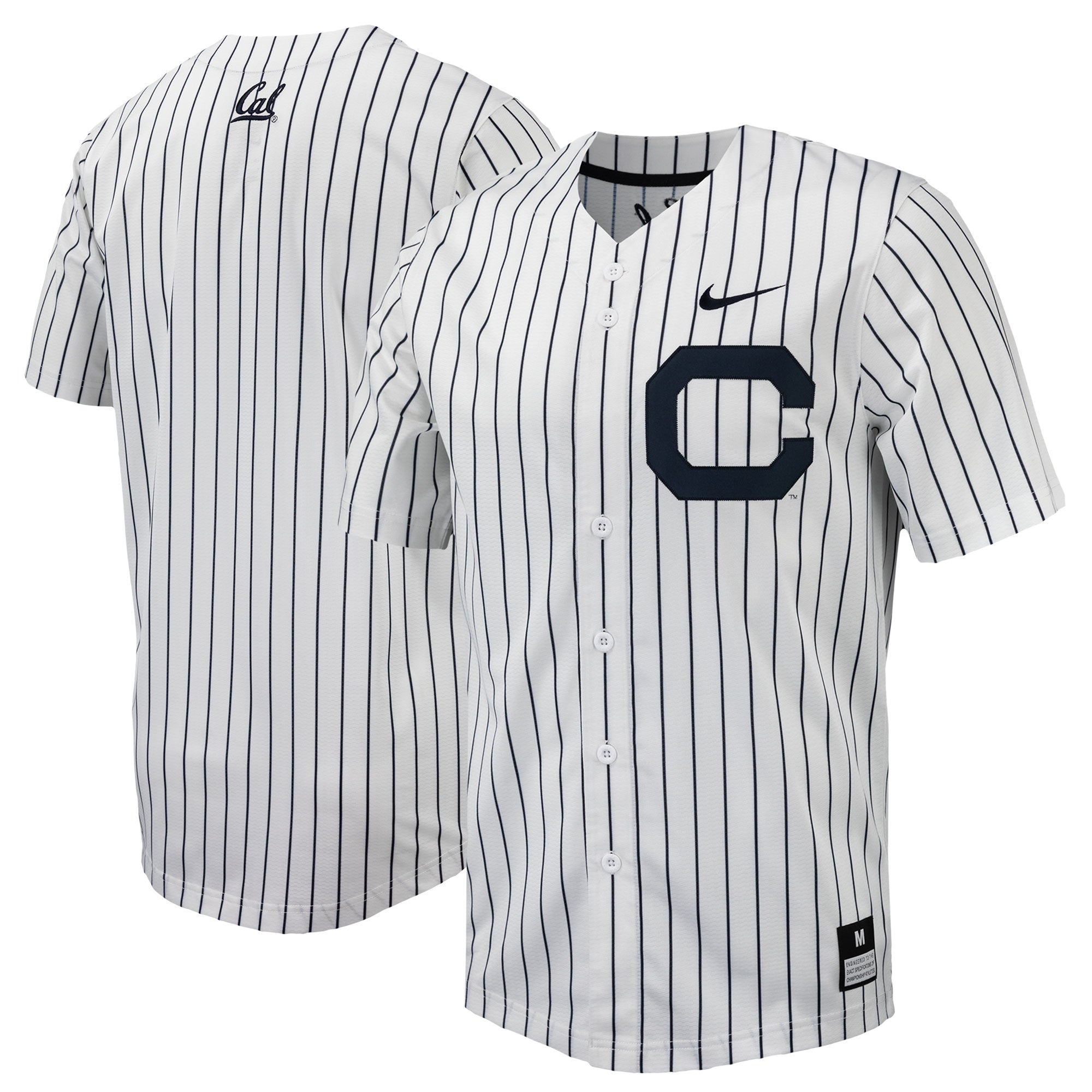 Pinstripe Full-button Cal Bears white jersey
