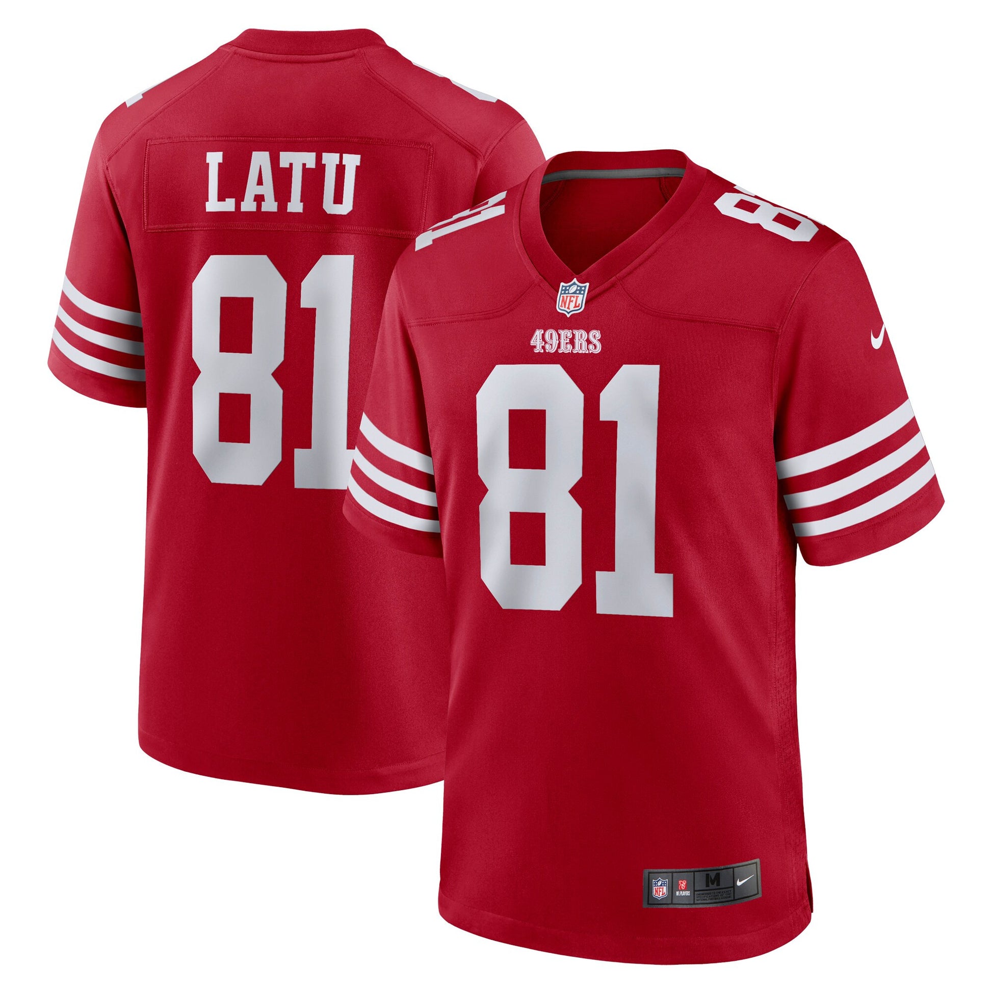 Cameron Latu San Francisco 49ers scarlet jersey