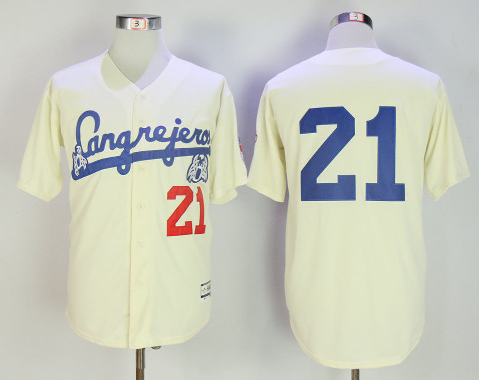 Cangrejeros de Santurce Cangrejeros de Santurce 21 Roberto cream jersey