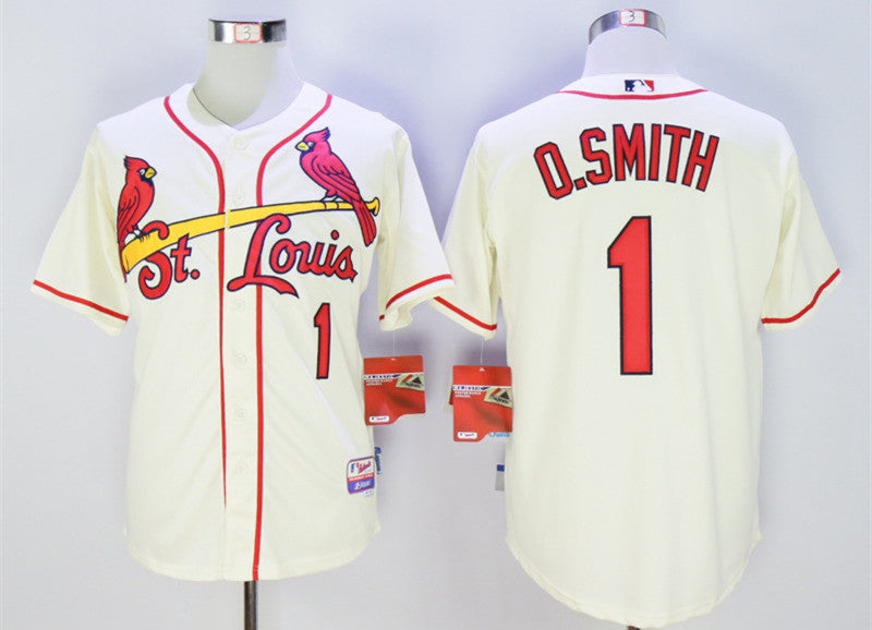 Ozzie Smith St. Louis Cardinals cream jersey