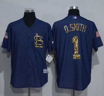 Ozzie Smith Denim St. Louis Cardinals blue Salute To Service jersey