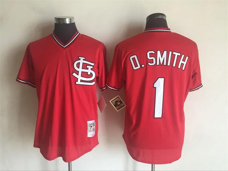 Ozzie Smith St. Louis Cardinals red Throwback jersey