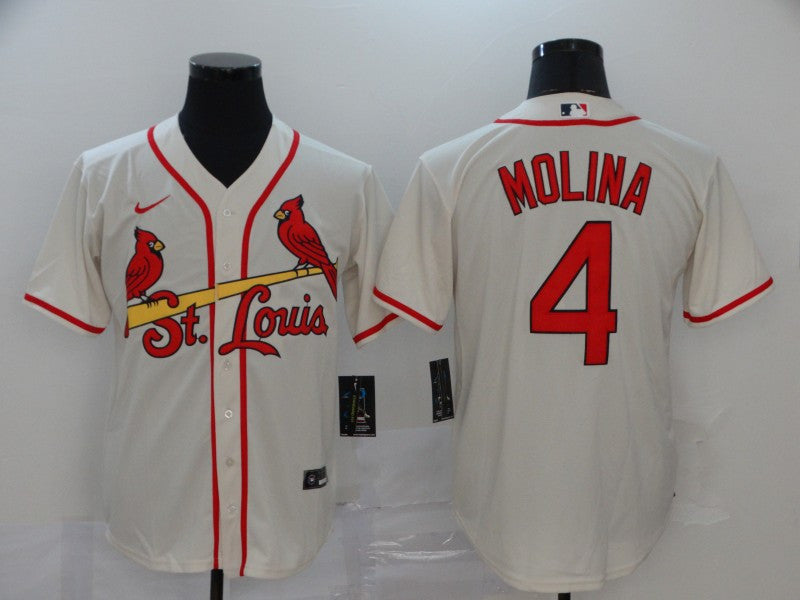 Yadier Molina St. Louis Cardinals cream jersey