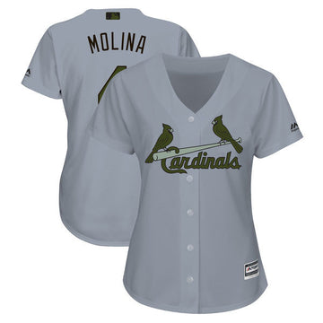Yadier Molina St. Louis Cardinals gray jersey