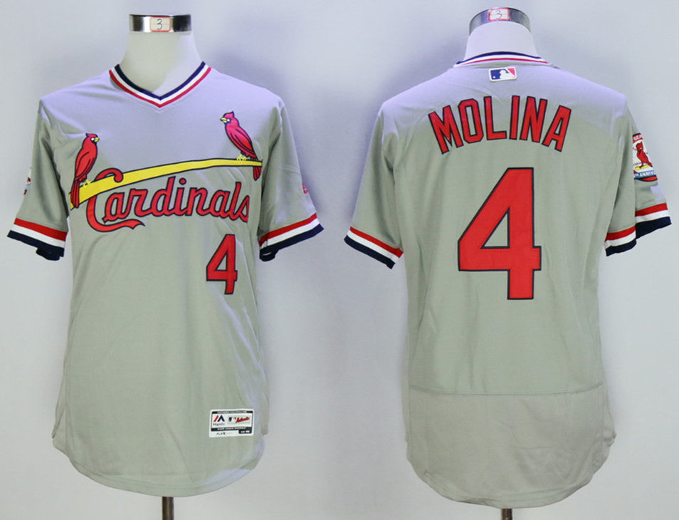 Yadier Molina St. Louis Cardinals grey Cooperstown jersey