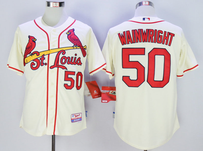 Adam Wainwright St. Louis Cardinals cream jersey