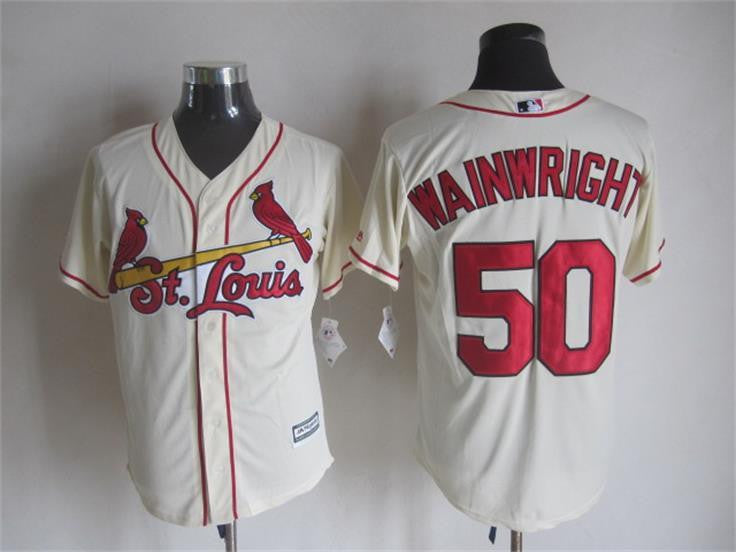 Adam Wainwright St. Louis Cardinals cream jersey