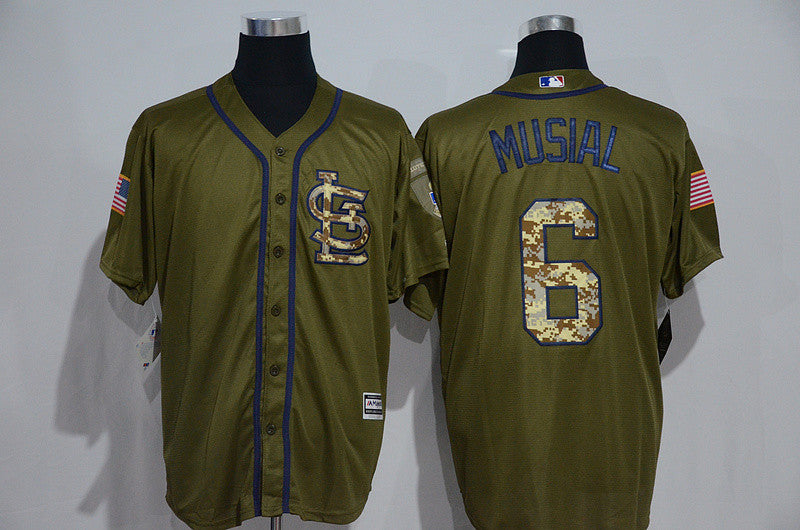 Stan Musial St. Louis Cardinals olive jersey