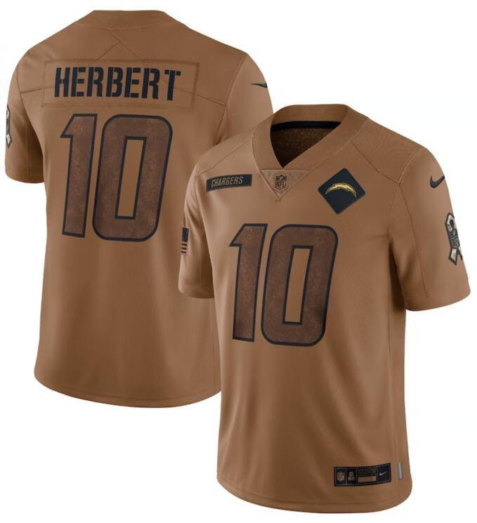 Justin Herbert Los Angeles Chargers brown Salute To Service jersey