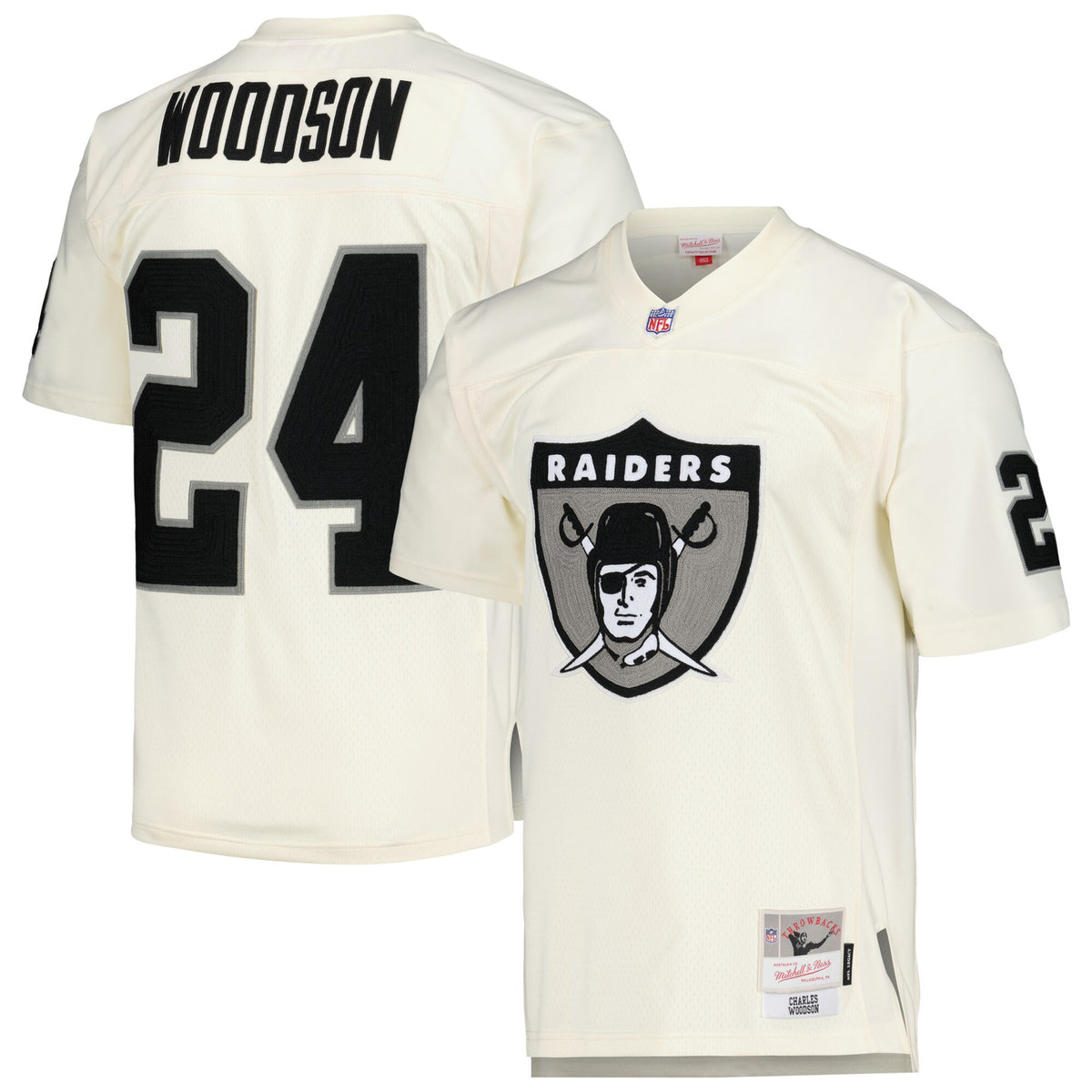 Charles Woodson Chainstitch Las Vegas Raiders cream jersey