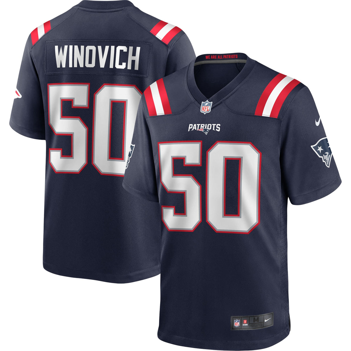 Chase Winovich New England Patriots navy Game jersey