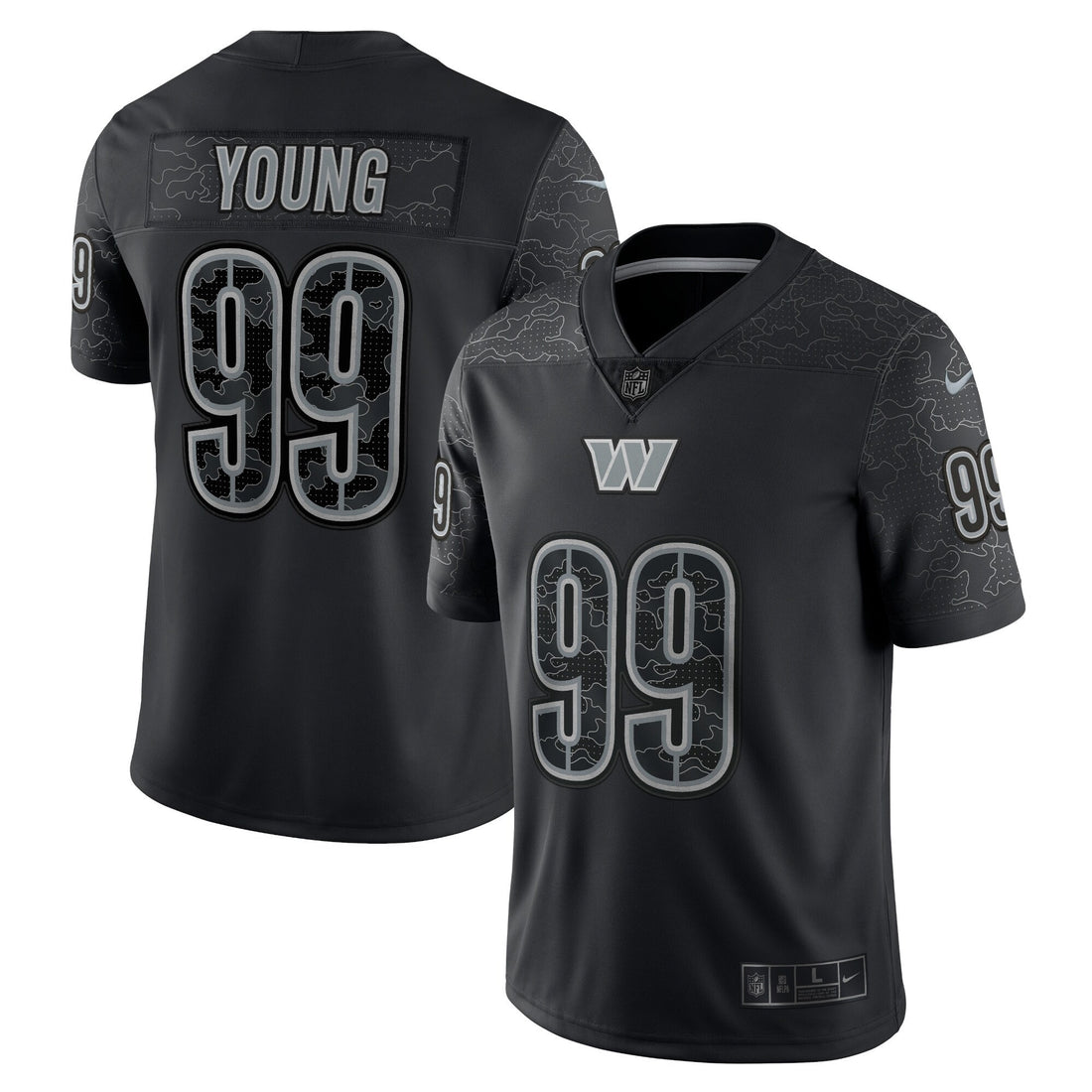 Chase Young Rflctv Washington Commanders black Limited jersey