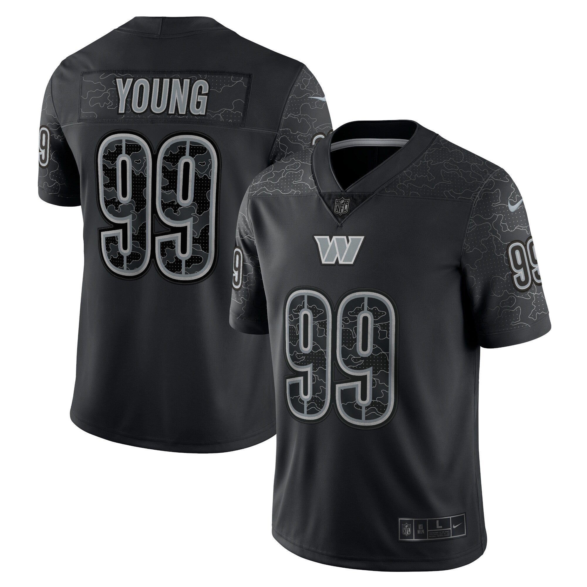 Chase Young Rflctv Washington Commanders black Limited jersey