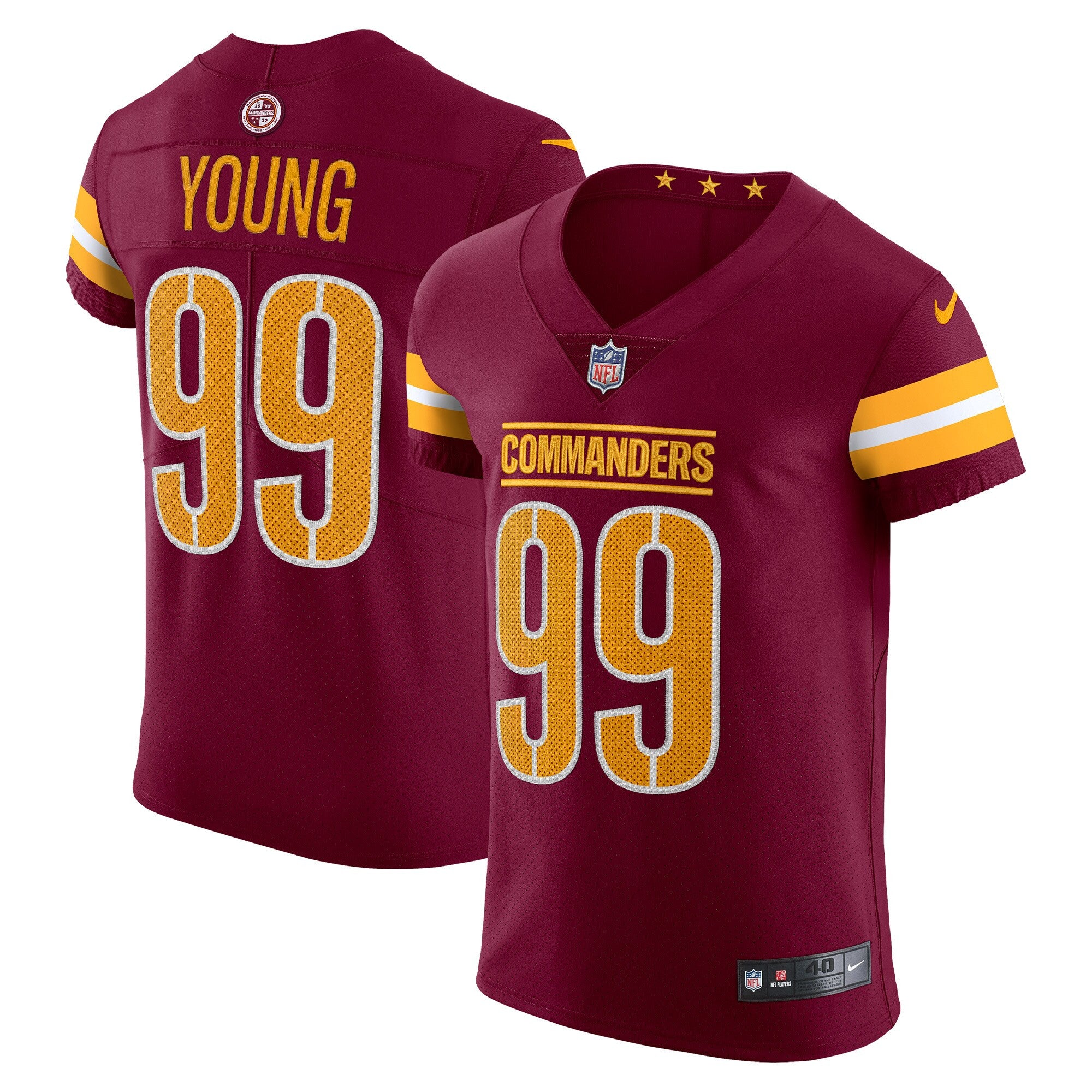 Chase Young Washington Commanders burgundy Vapor jersey