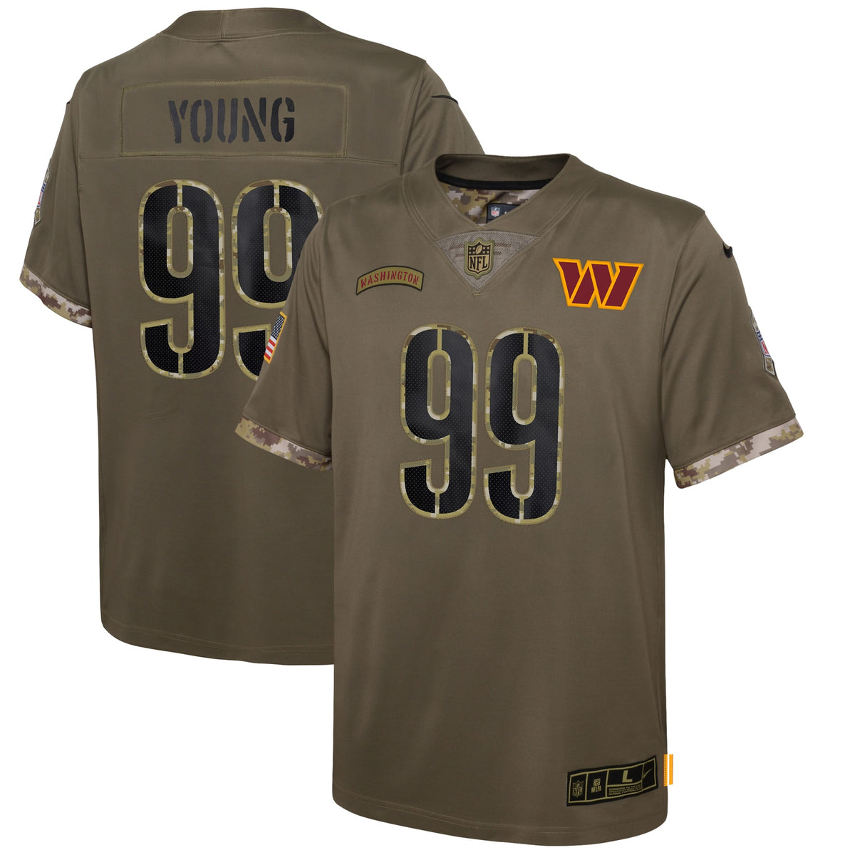 Chase Young Washington Commanders olive Salute To Service jersey