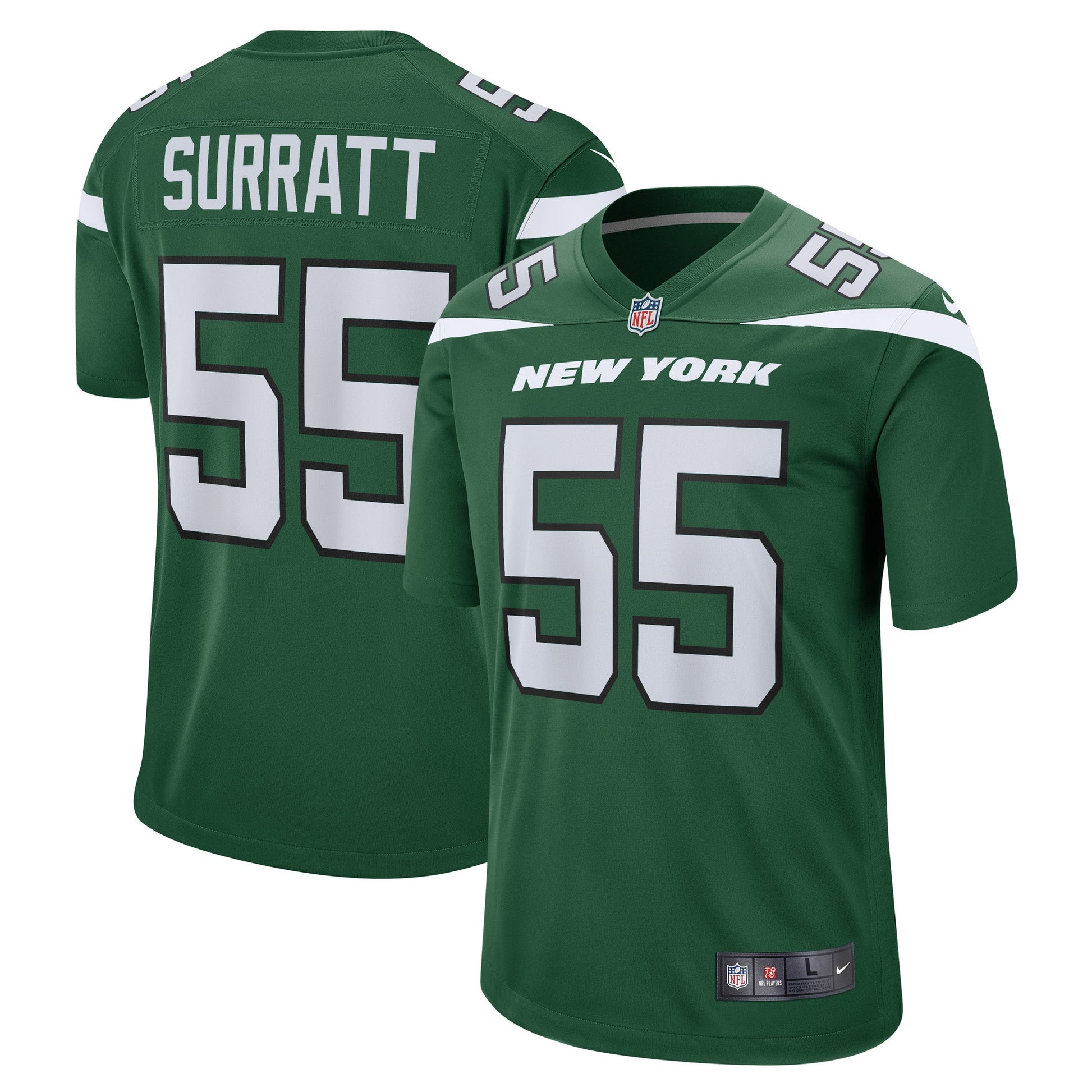 Chazz Surratt New York Jets green Game jersey