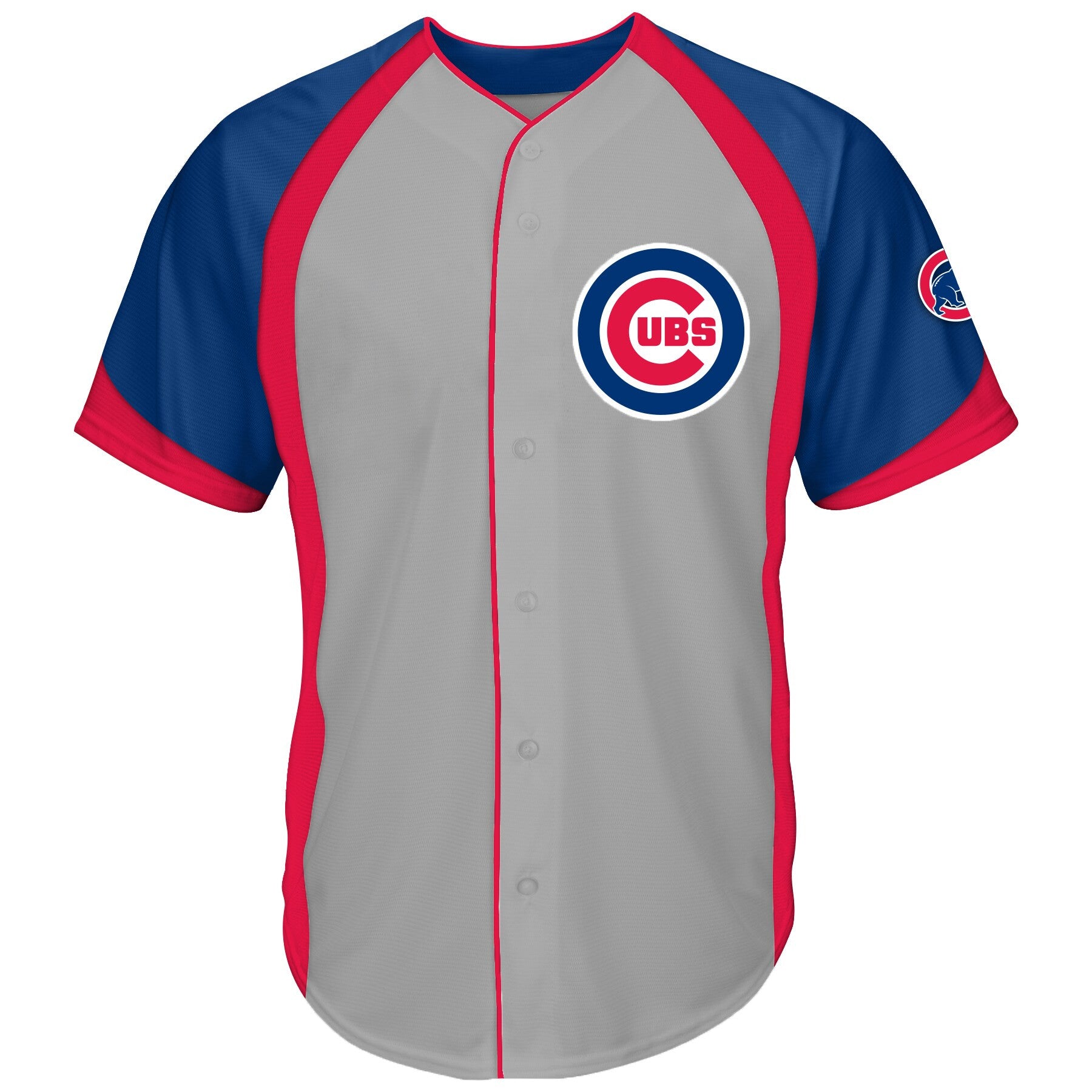 Colorblock Full-button Chicago Cubs gray jersey