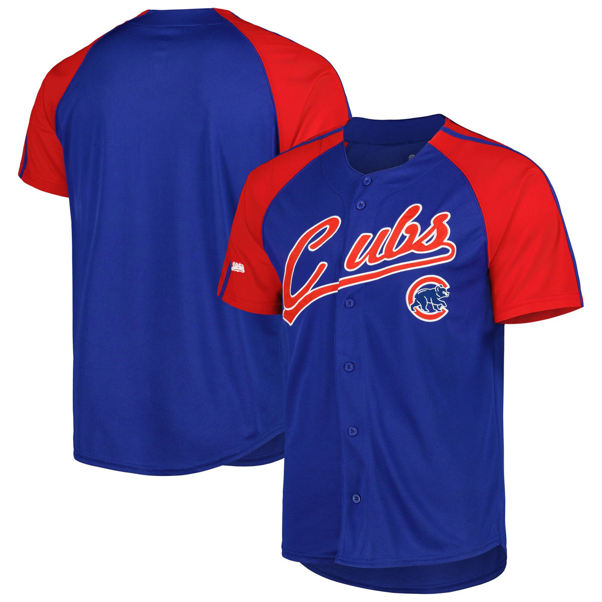 Stitches Button-down Raglan Chicago Cubs royal Fashion jersey