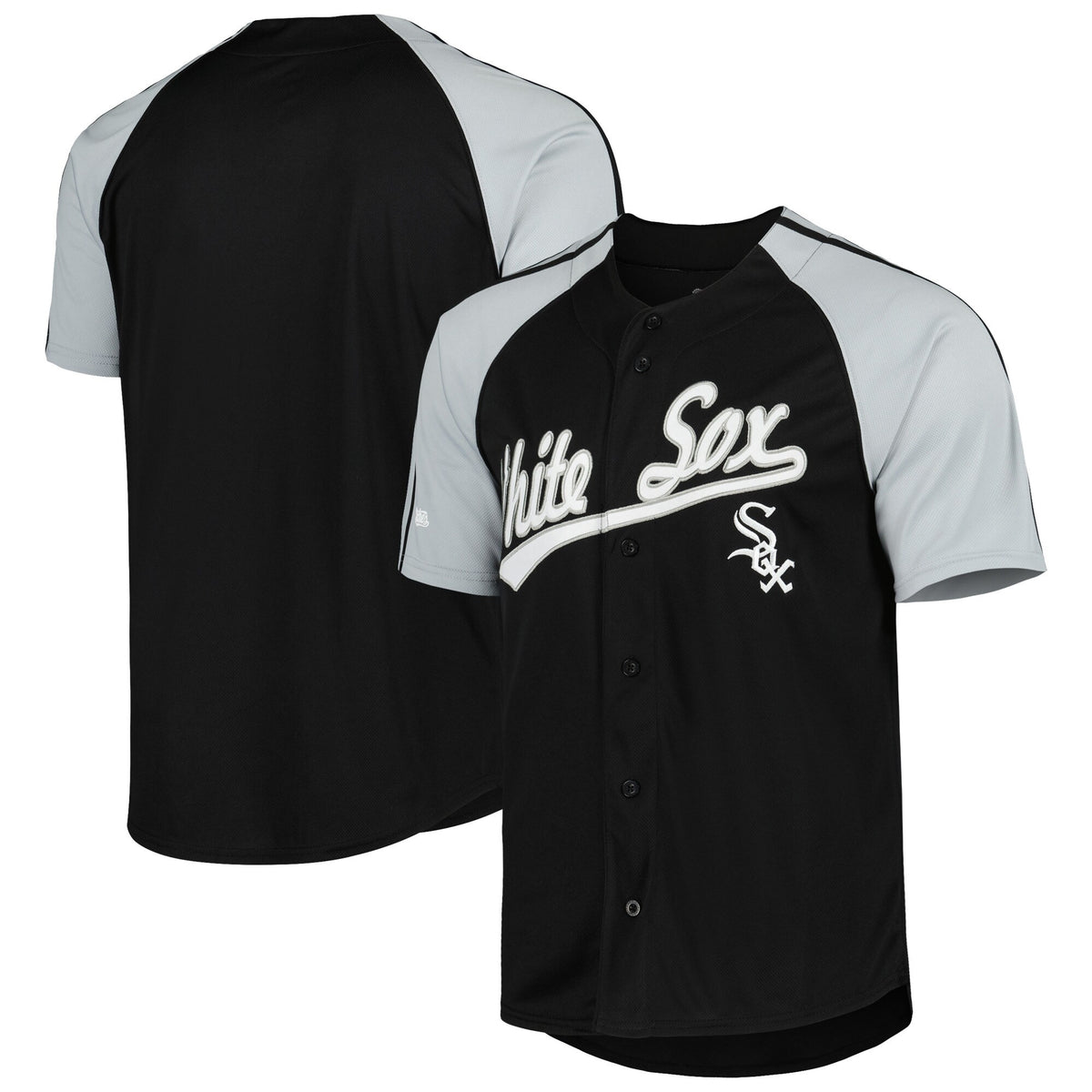Stitches Button-down Raglan Chicago White Sox black Fashion jersey
