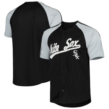 Stitches Button-down Raglan Chicago White Sox black Fashion jersey