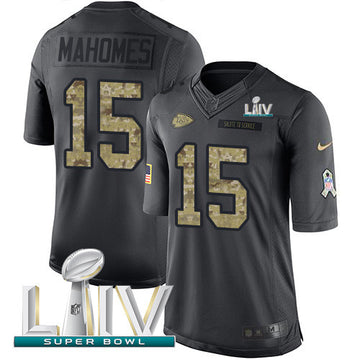 Patrick Mahomes Kansas City Chiefs black Salute To Service jersey