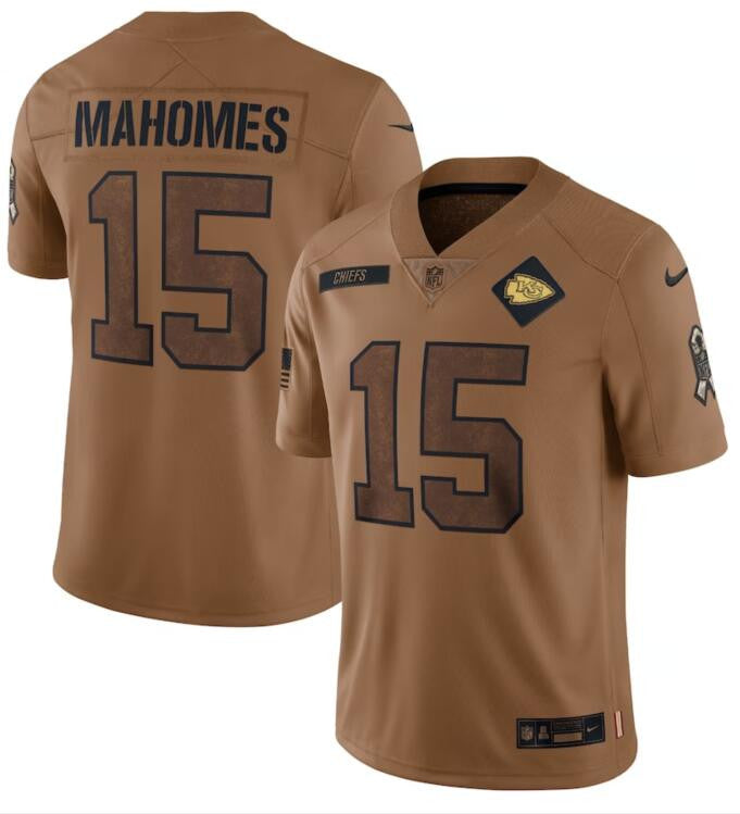 Patrick Mahomes Kansas City Chiefs brown Salute To Service jersey