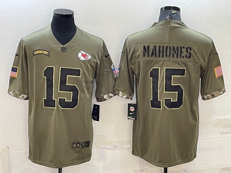 Patrick Mahomes Kansas City Chiefs olive Salute To Service jersey