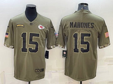 Patrick Mahomes Kansas City Chiefs olive Salute To Service jersey