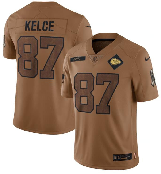 Travis Kelce Kansas City Chiefs brown Salute To Service jersey