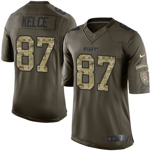Travis Kelce Kansas City Chiefs green Salute To Service jersey