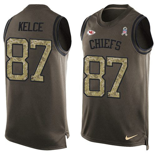 Travis Kelce Kansas City Chiefs green Salute To Service jersey