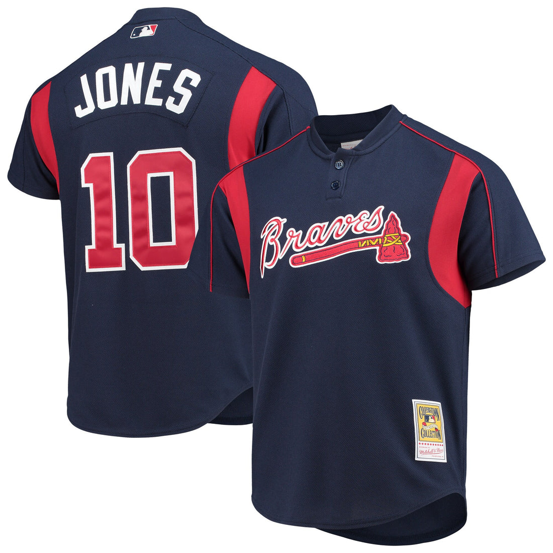 Chipper Jones Atlanta Braves navy Cooperstown jersey