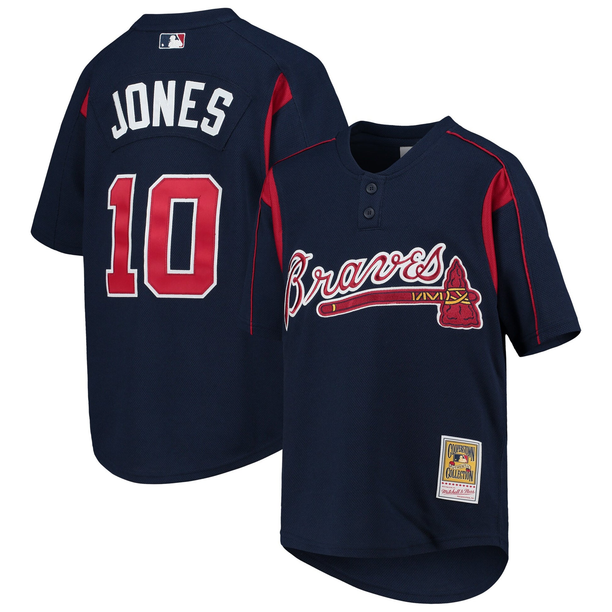 Chipper Jones Atlanta Braves navy Cooperstown jersey