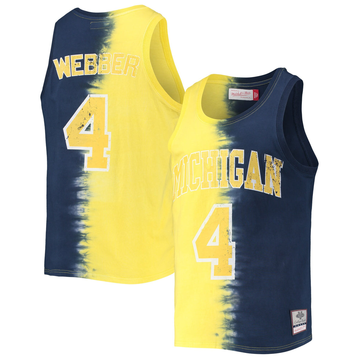 Chris Webber Name Number Tie-dye Tank Top Maize Michigan Wolverines navy jersey