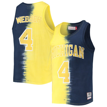 Chris Webber Name Number Tie-dye Tank Top Maize Michigan Wolverines navy jersey