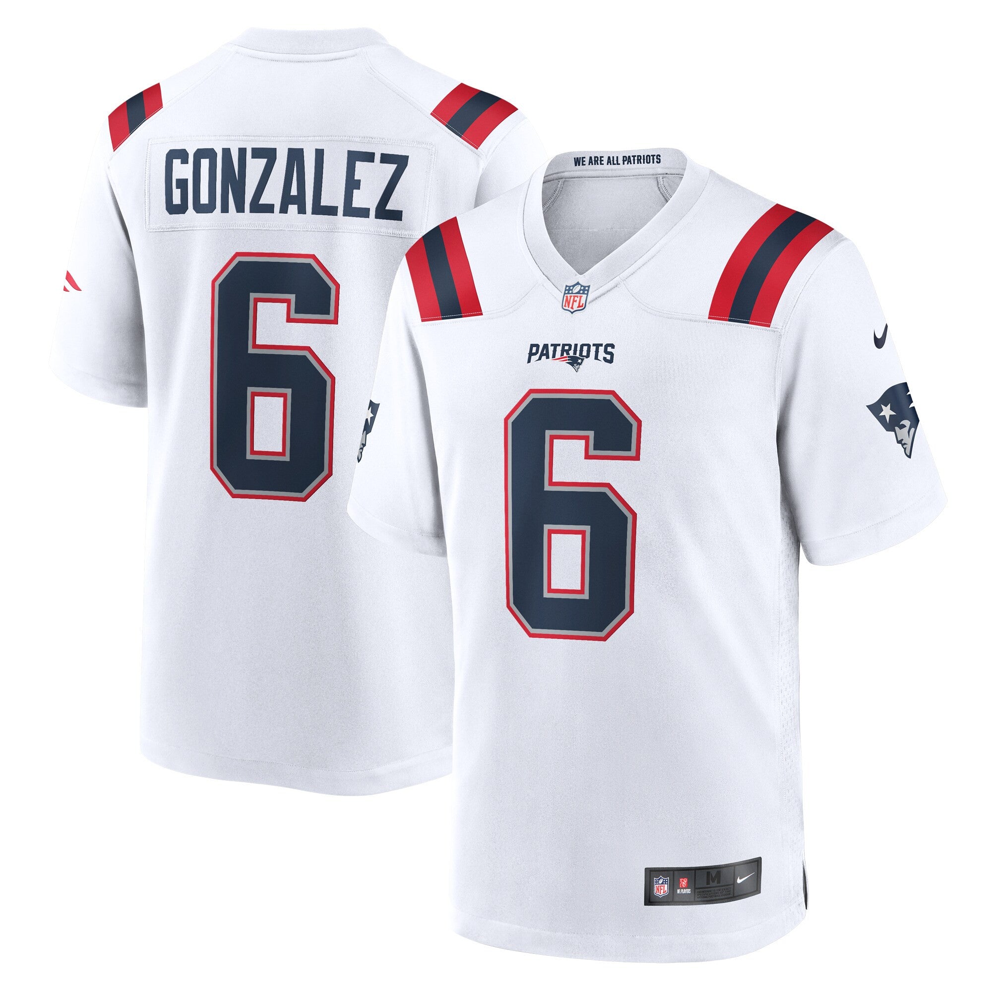 Christian Gonzalez New England Patriots white jersey