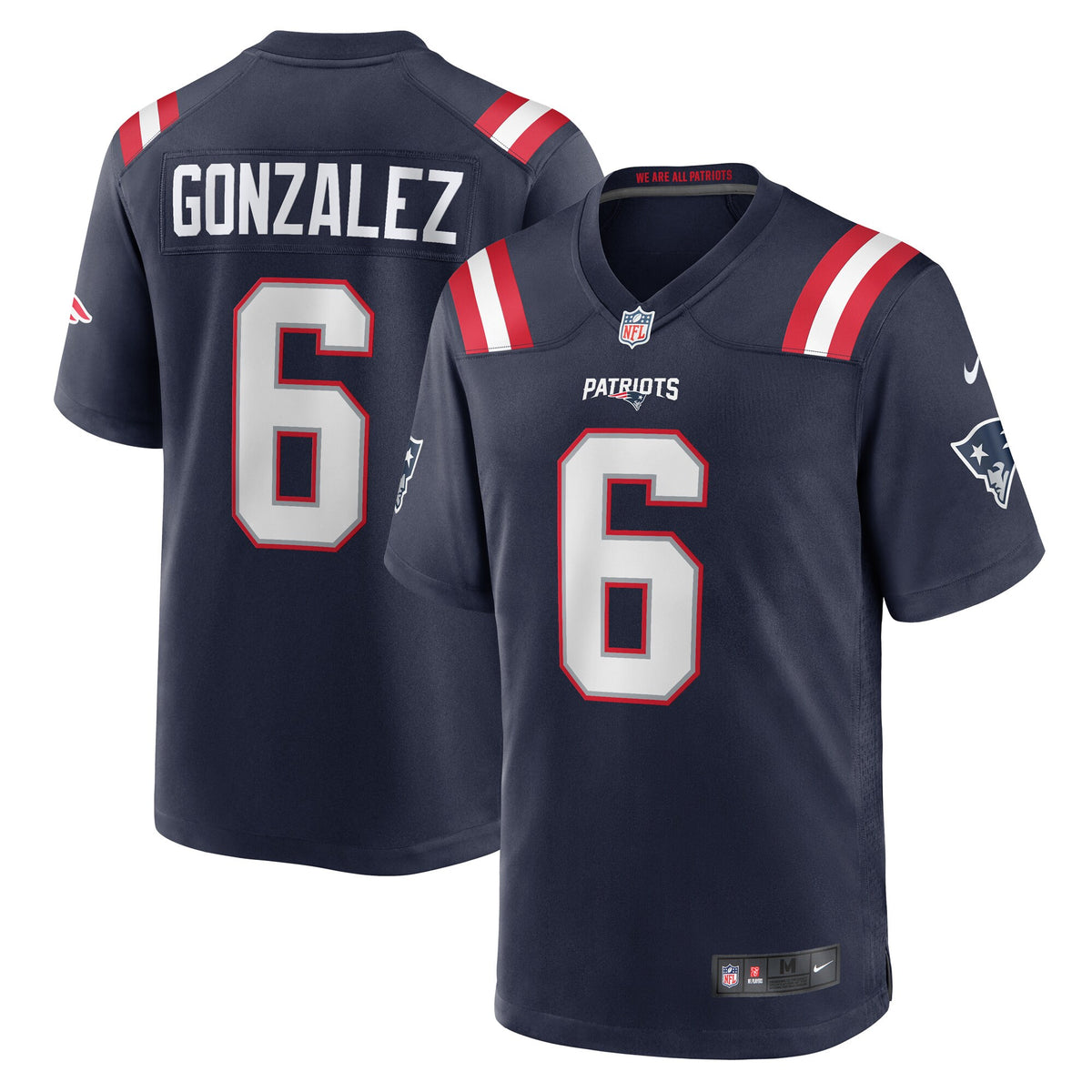 Christian Gonzalez New England Patriots navy jersey