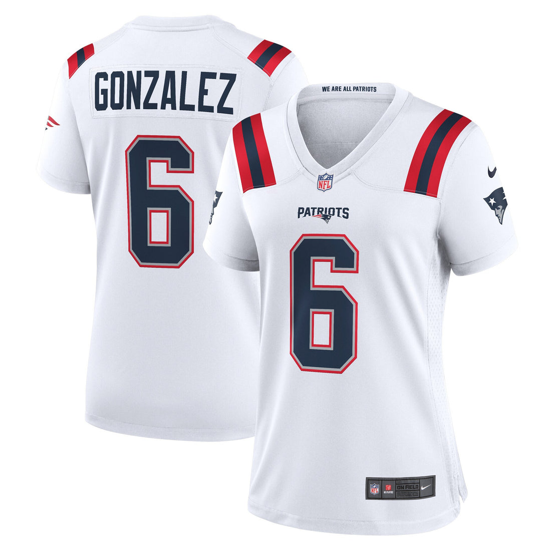 Christian Gonzalez New England Patriots white jersey