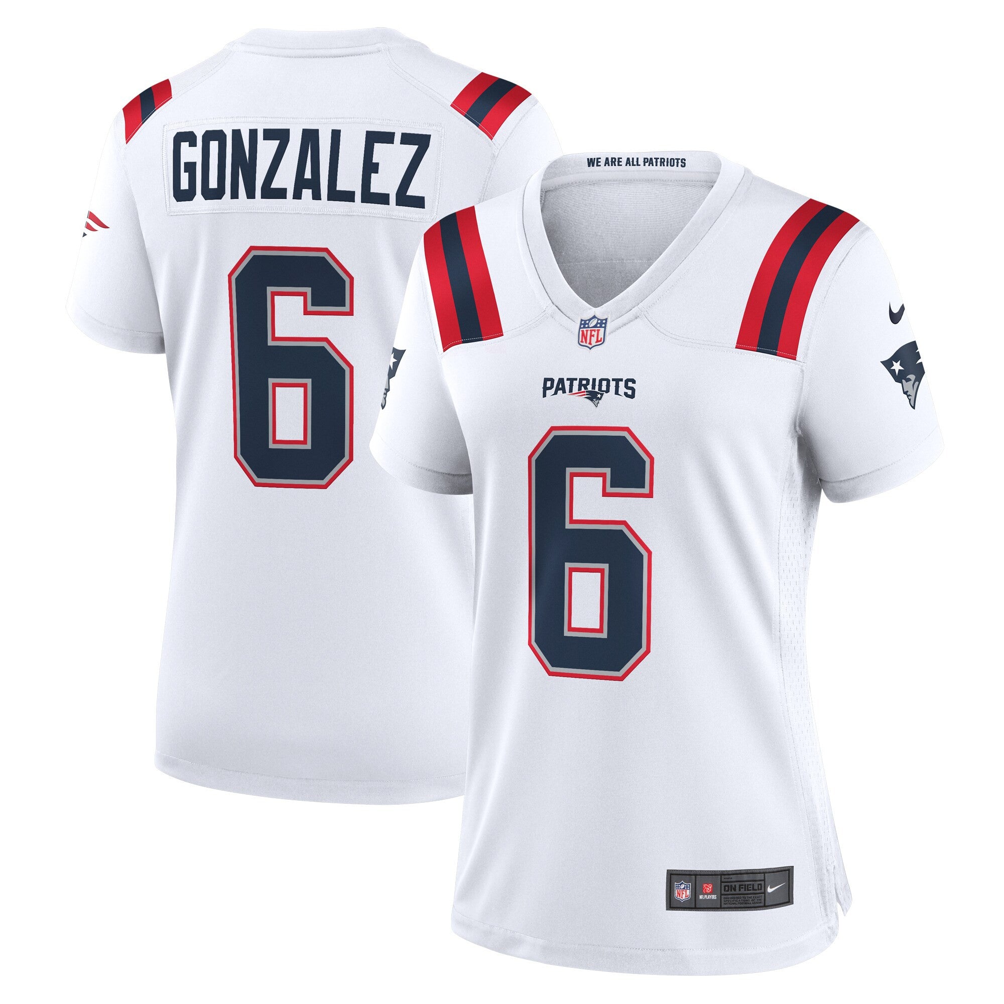 Christian Gonzalez New England Patriots white jersey